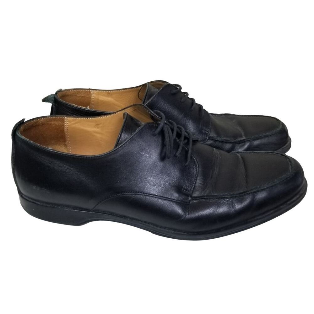Coach Mens Black Leather Oxford Loafers Size 9 Apron Toe Carleton Dress Shoes